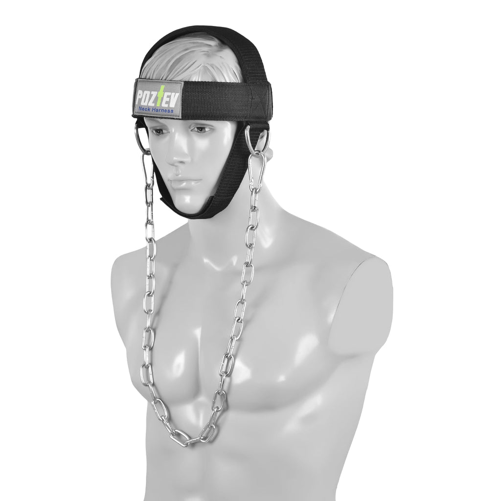Neck Harness with Heavy-Duty Chain - Adjustable Head and Chin Straps for Neck Strength and Pain Relief