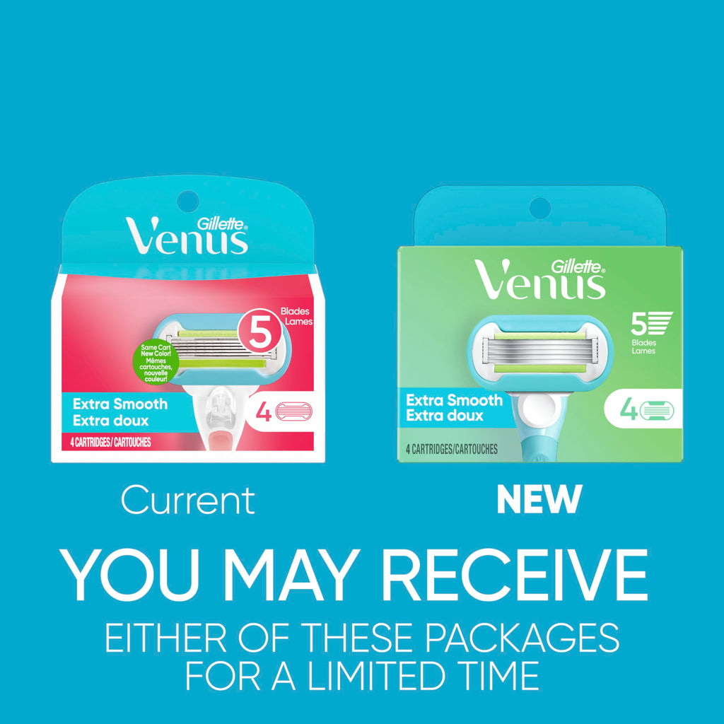 Gillette Venus Extra Smooth Womens Razor Blade Refills, 4 Count, Designed for a Close, Smooth Shave