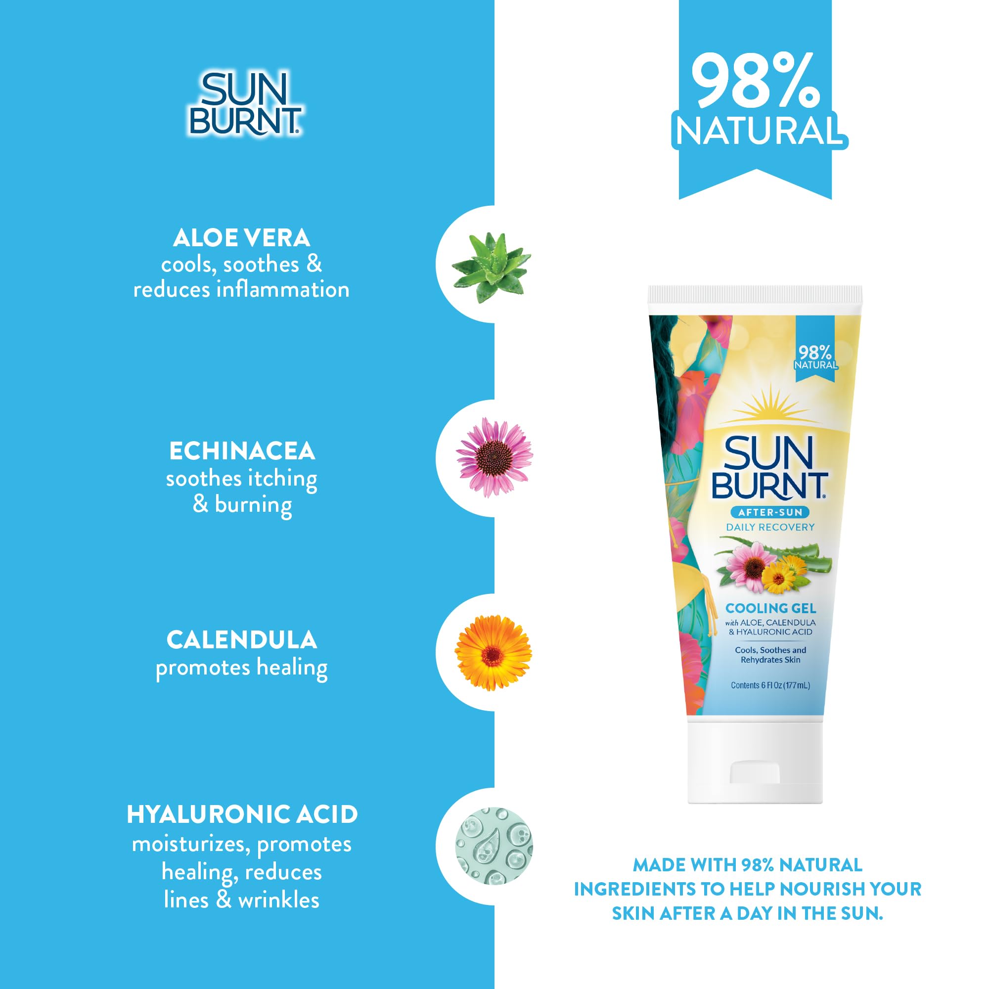 EMCW9 Ultra Hydrating Aloe Vera Gel by Sunburnt 6 Ounce,Clear,SUNB21006