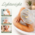 Shower Caps for Women Reusable Waterproof, 2 PCS Shower Caps + 5 Hair Ties