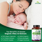 Zazzee USDA Organic Vitex Chasteberry, 120 Vegan Capsules, 4 Month Supply