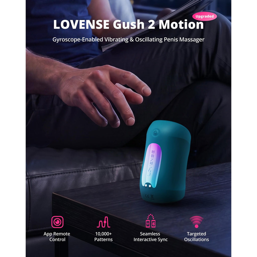 LOVENSE Gush 2 Motion Male Masturbator, Penis Vibrator & Cock Ring for Men