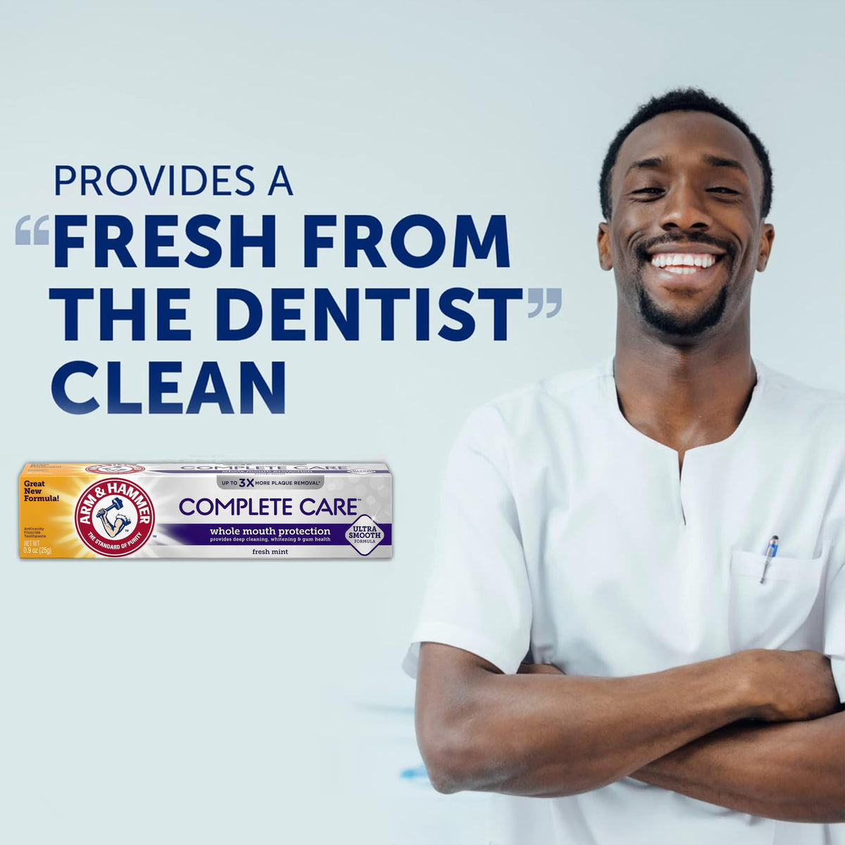 ARM & HAMMER Toothpaste Complete Care Whole Mouth Protection, 6 Pack, Fresh Mint, Anticavity Fluoride Toothpaste with Baking Soda, Whitening Enamel Strengthening Paste, Travel Size 0.9 Oz