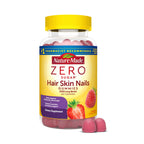 Nature Made Zero Sugar Hair Skin Nails Gummies, 120 Sugar Free Gummies | Biotin 2500 mcg per Serving, Support Healthy Hair, Skin and Nails, Strawberry Flavor, 60 Day Supply