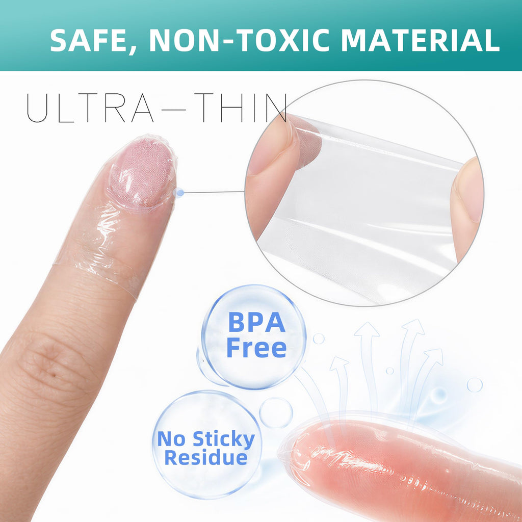 Anti Nail Biting Stickers, Clear Waterproof PU Nail Protector, 0.1mm Thin Breathable Disposable Nail Guard, Physical Barrier Prevent Nail Chewing Thumb Sucking for Adults Kids 5m x 5cm
