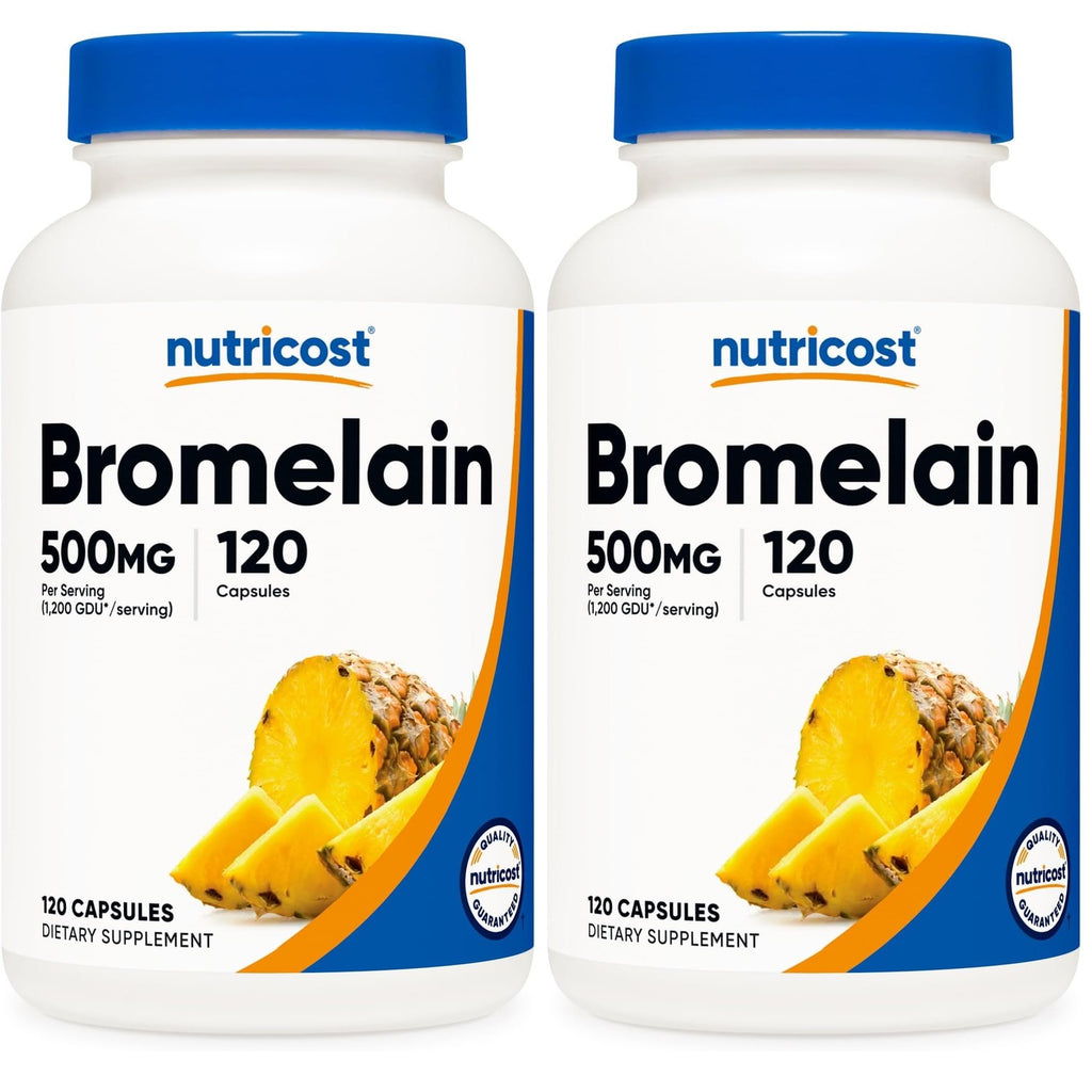 Nutricost Bromelain 500mg, 120 Vegetarian Capsules, 1200 GDU, Non-GMO, Gluten Free | Bromelain (1200 GDU), GMO-Free