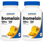 Nutricost Bromelain 500mg, 120 Vegetarian Capsules, 1200 GDU, Non-GMO, Gluten Free | Bromelain (1200 GDU), GMO-Free