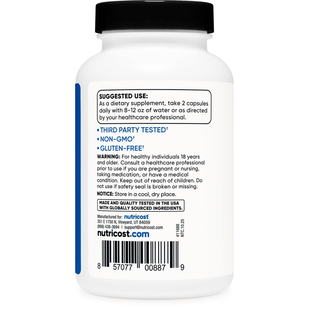 Nutricost HMB (Beta-Hydroxy Beta-Methylbutyrate) 1000mg, 120 Capsules | 500mg Per Capsule, 60 Servings - Gluten Free and GMO-Free