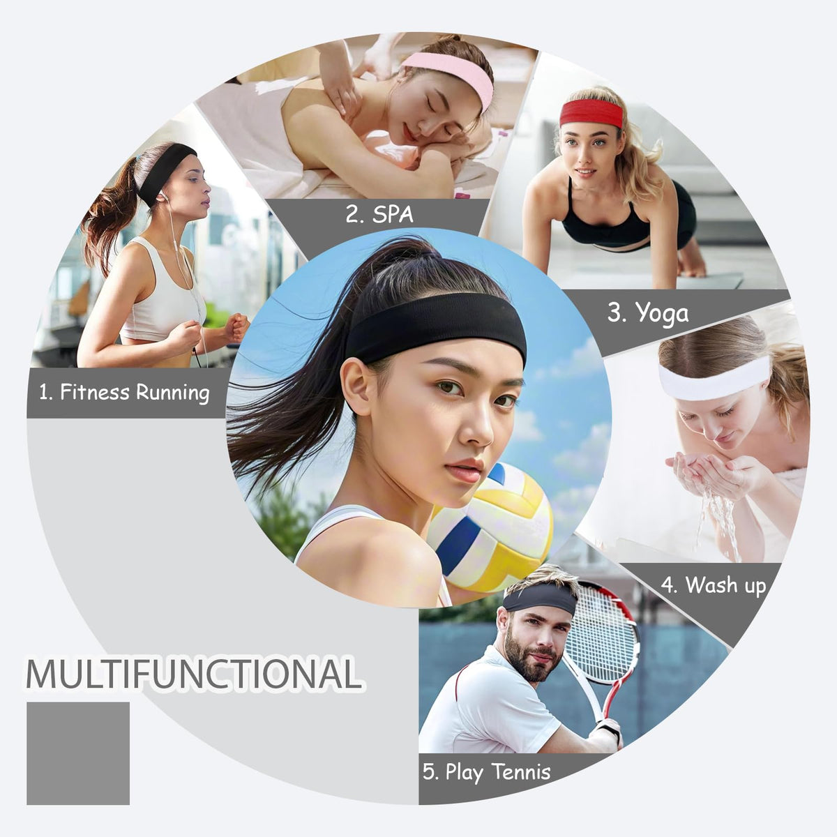 Headbands for Women Non Slip, 9Pcs Soft Elastic Hair Bands for Women's Hair, Fashion Stretchy Fabric Sweat Bands Headbands for Daily Workout Yoga Running Sports