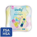 Welly Bandages | Adhesive Flexible Fabric Bravery Badges | Assorted Shapes for Minor Cuts, Scrapes, and Wounds | Colorful and Fun First Aid Tin | Colorwash Tie Dye Patterns - 48 Count