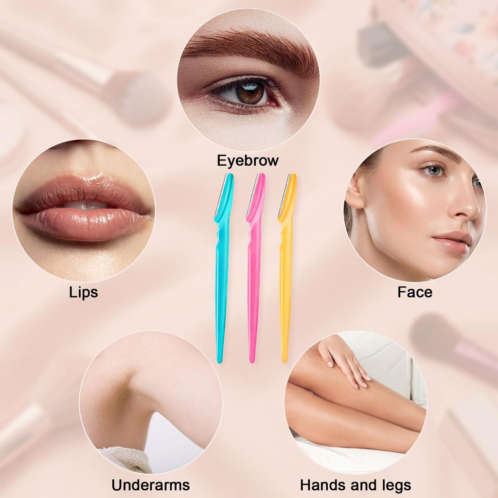 HFATMOS Eyebrow Razor, Face Razors for Women Men Multipurpose Exfoliating Face Shaver Facial Hair Removal Tools Eyebrow Trimmer with Protective Cover 12 Pcs