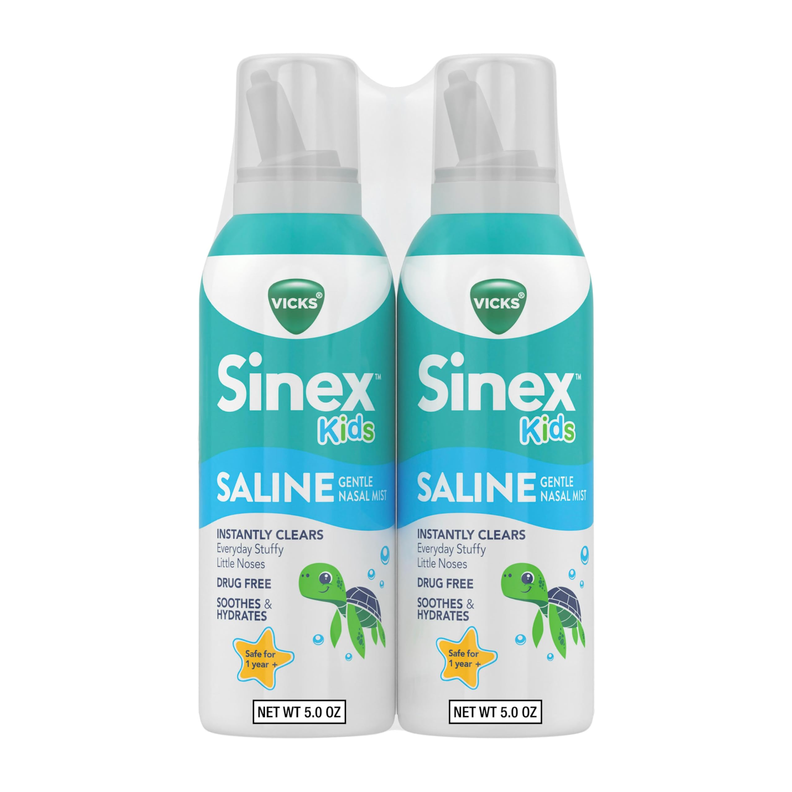 Buy now Vicks Sinex, Children's Saline Nasal Spray, Drug Free Ultra Fine Mist with Hint of Aloe, Ages 1+, Fast Everyday Stuffy Nose Relief for Kids, Clear Mucus from a Cold or Allergy, 5 OZ x 2 at indiglob india