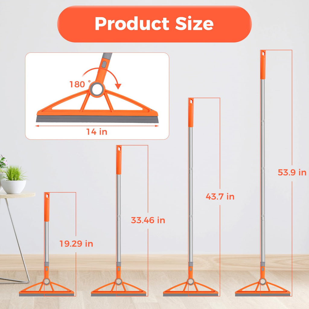 wlich 2-in-1 Air Broom, Silicone Rubber Broom with 54" Handle & 2 Strips
