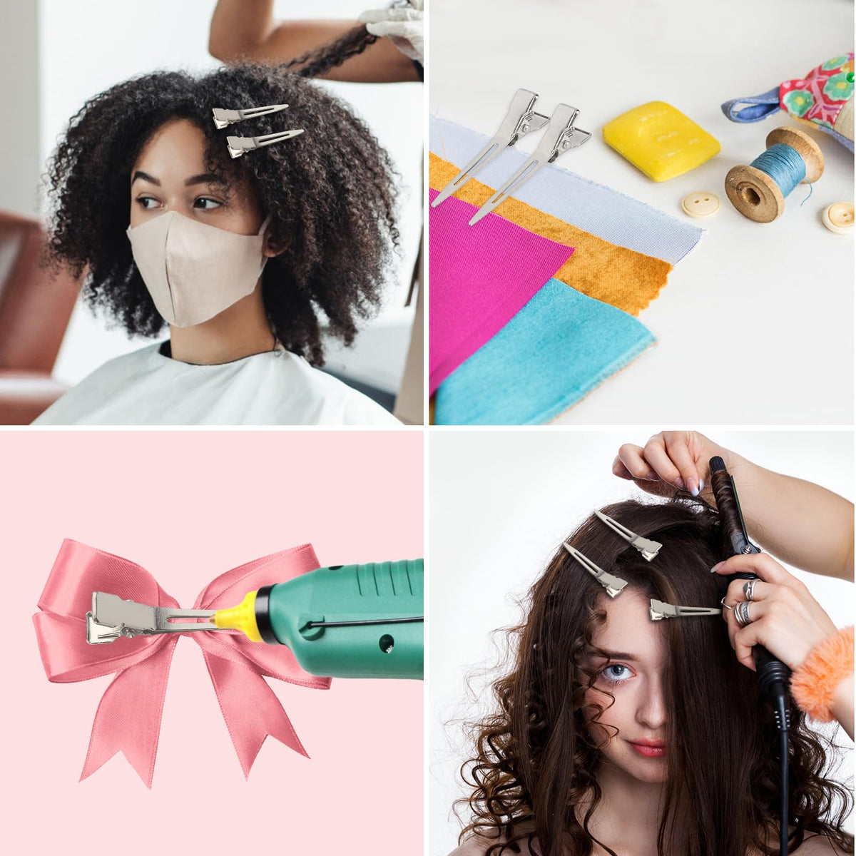 100pcs 1.77inches rust-proof metal alligator clip with a Clear Plastic Box, Styling, Hair Styling, Curling Clip, Hair Coloring, DIY Aaccessories, Items Fixed, Silver.