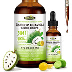 Herbs 8-in-1 Soursop Graviola Bitters Liquid Drops, 1 fl oz | Soursop Leaf Extract Drops, Sea Moss, Ashwagandha & Turmeric, Immune, Liver, Antioxidant & Sleep Support, Alcohol-Free