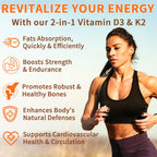 Vitamin D3 K2 Supplement Softgel, Vitamin D3 K2 Softgel with 10000 IU Supports Immune, Heart, Teeth & Bone Health, Free of GMO, Gluten, Soy, 120 Softgels