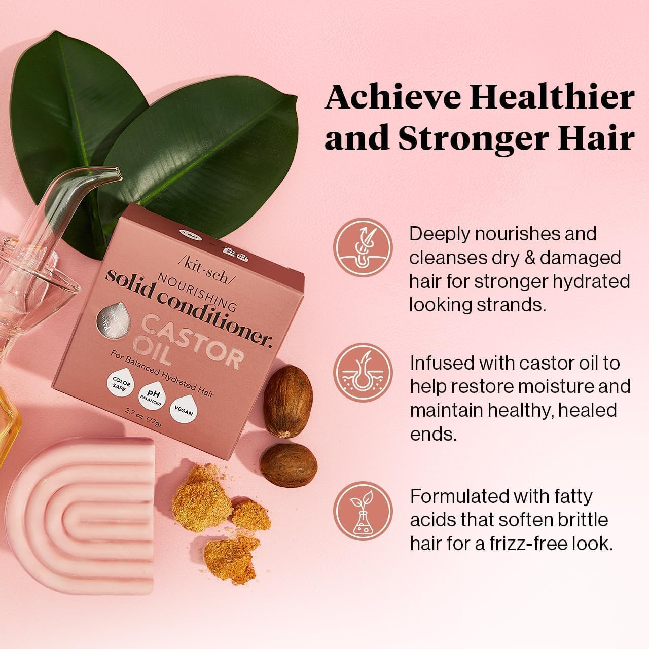 Buy now Kitsch Castor Oil Conditioner Bar Soap - Hydrating & Moisturizing Hair Care - Organic Castor Oil Conditioner for Hair Growth & Scalp Nourishment - Silicone & Paraben-Free, Vegan, Made in USA - 2.7oz at indiglob india