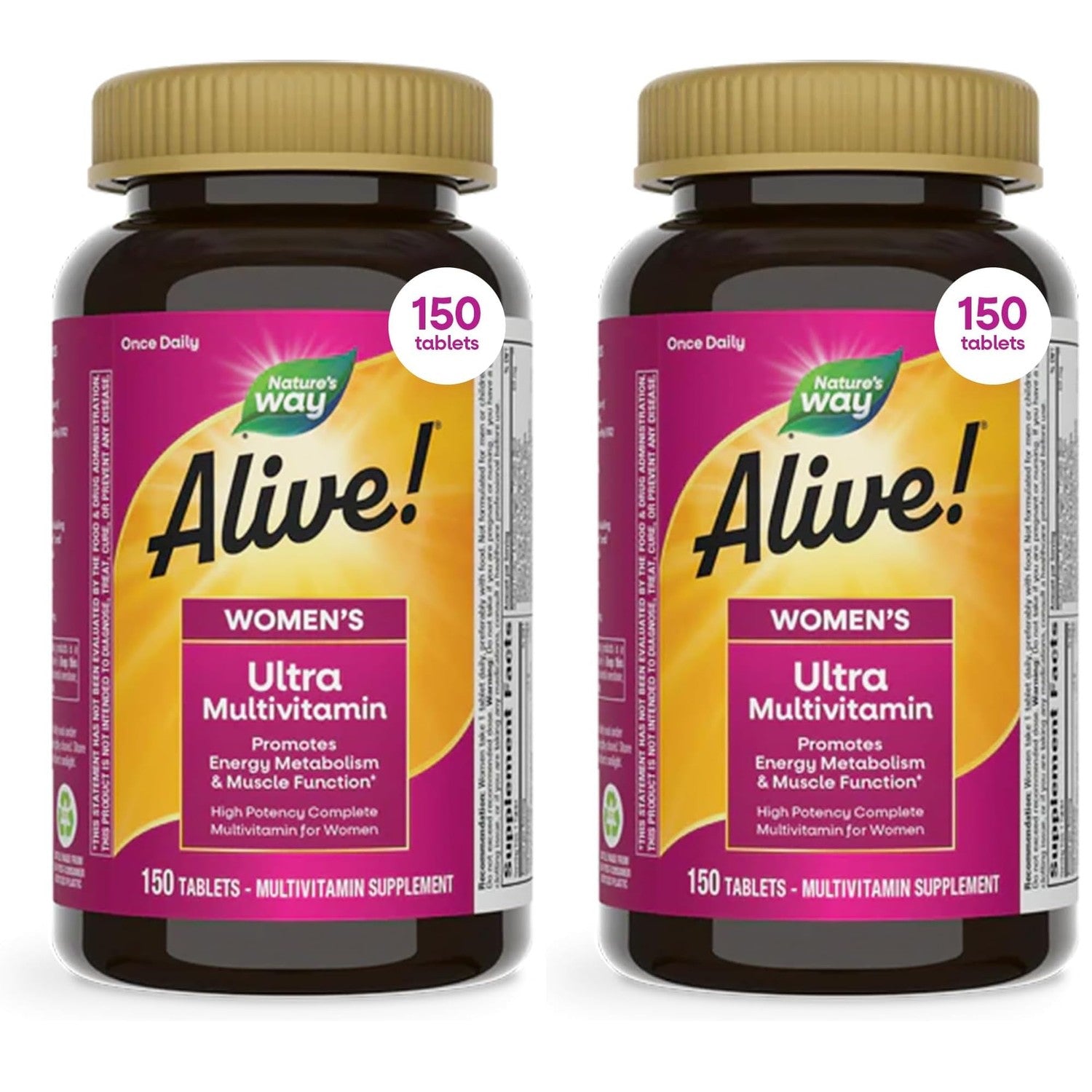 Nature's Way Alive! Women's Ultra Multivitamin, High Potency, 60 ct | Complete Daily Women's Vitamins, Promotes Energy Metabolism and Muscle Function*, Vitamin A, C, D, Methylated B12