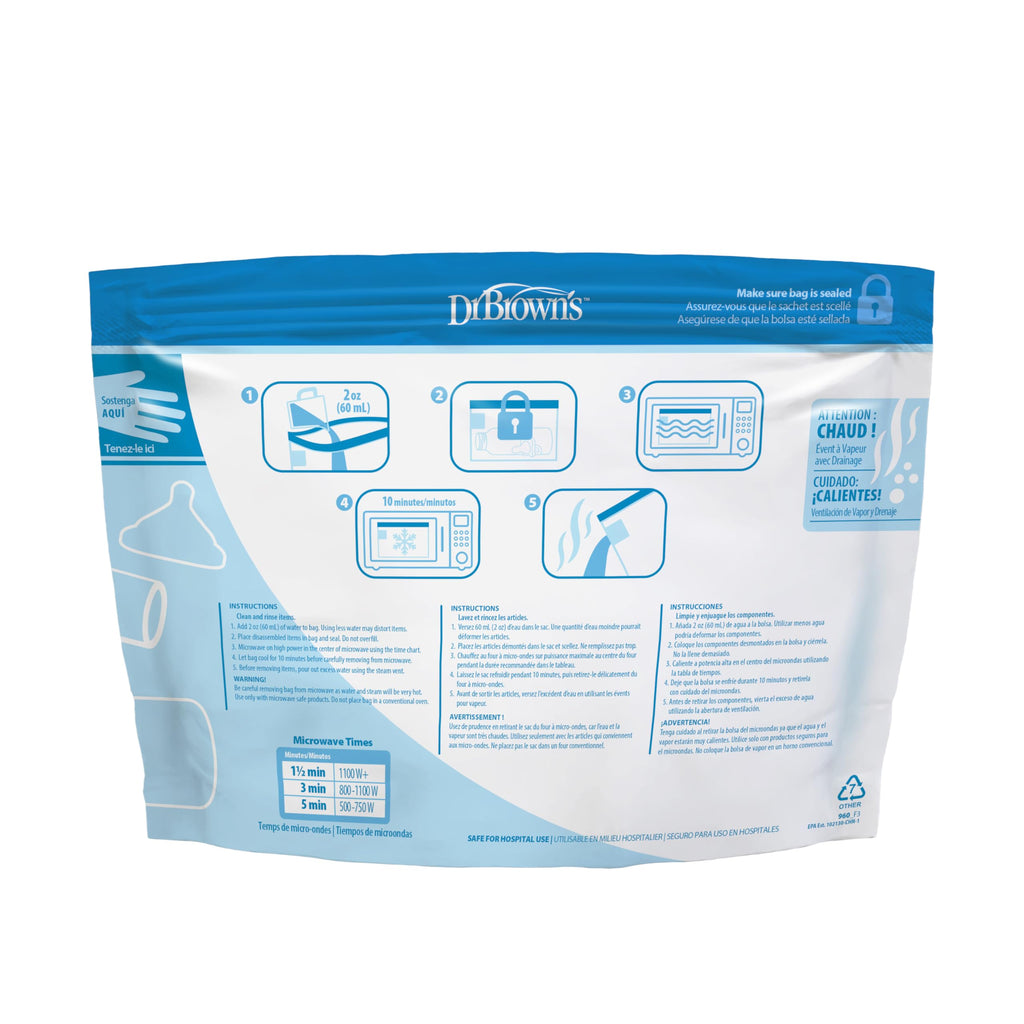 Dr. Brown's Microwave Steam Sterilizer Bags, 5-ct