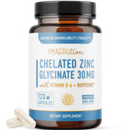 Chelated Zinc Supplements, Zinc Glycinate 30mg, Highly-Absorbable, Non-GMO | TRAACS Chelated Bisglycinate Vitamin B6 & BioPerine, Immune Acne & Energy Support, Gluten-Free, 120 Capsules (4 Month Supply)
