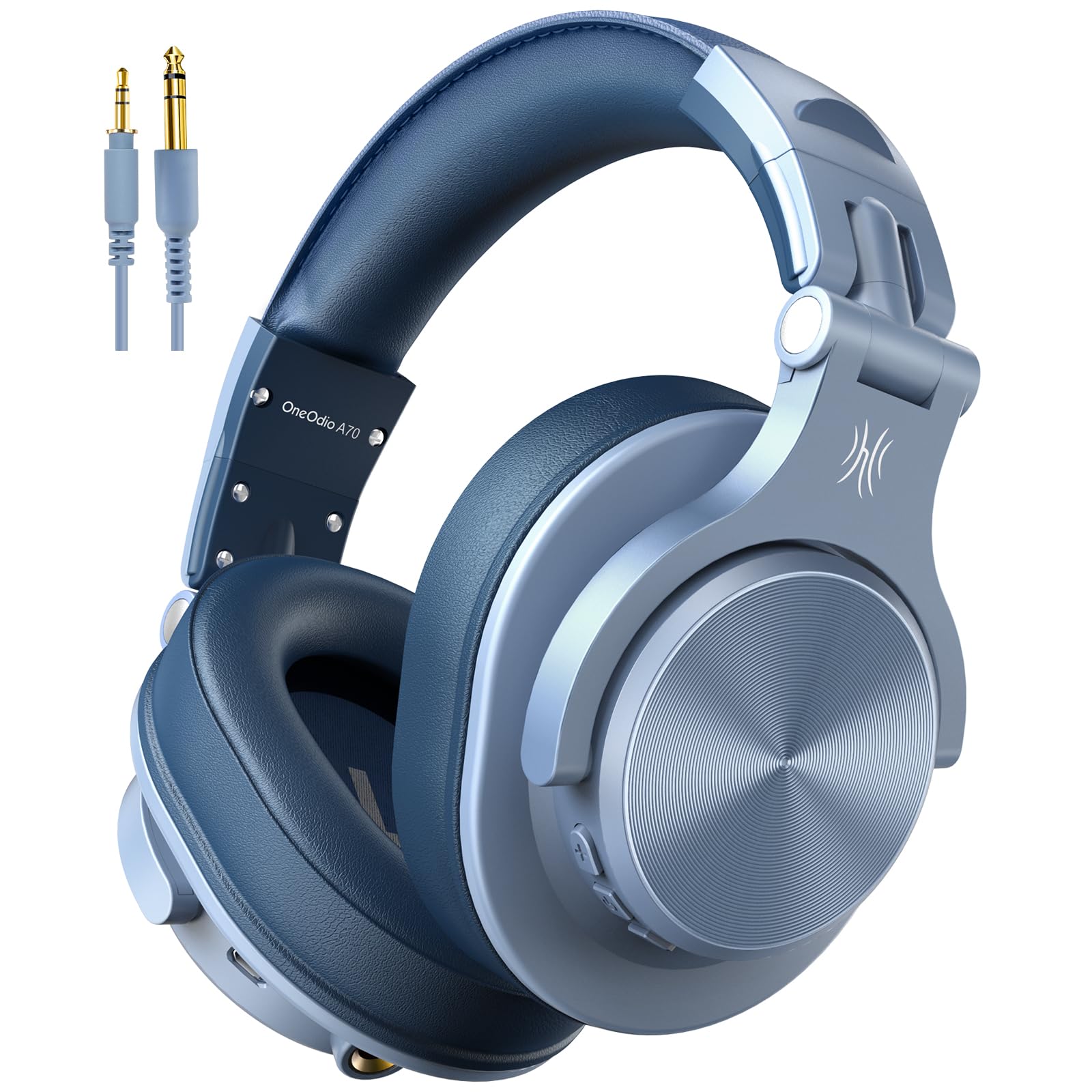 Buy now OneOdio A70 Bluetooth Over Ear Headphones, Wireless Headphones with 72H Playtime, Hi-Res, Built-in Mic, 3.5mm/6.35mm Wired Audio Jack for Studio Monitor & Mixing DJ Guitar AMP, Computer PC Gaming Sky Blue at indiglob india