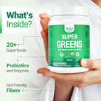 Nested Naturals Super Greens Daily Superfood Powder - Certified USDA Organic Green Powder w/Whole Foods, Spirulina Powder, Wheat & Barley Grass - Probiotics, Fiber & Enzymes - Original, 60 Servings