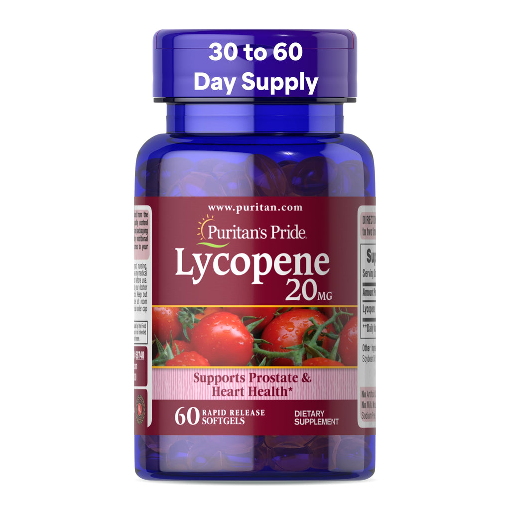 Puritan's Pride Premium Lycopene 20mg, 60 Rapid Release Softgels