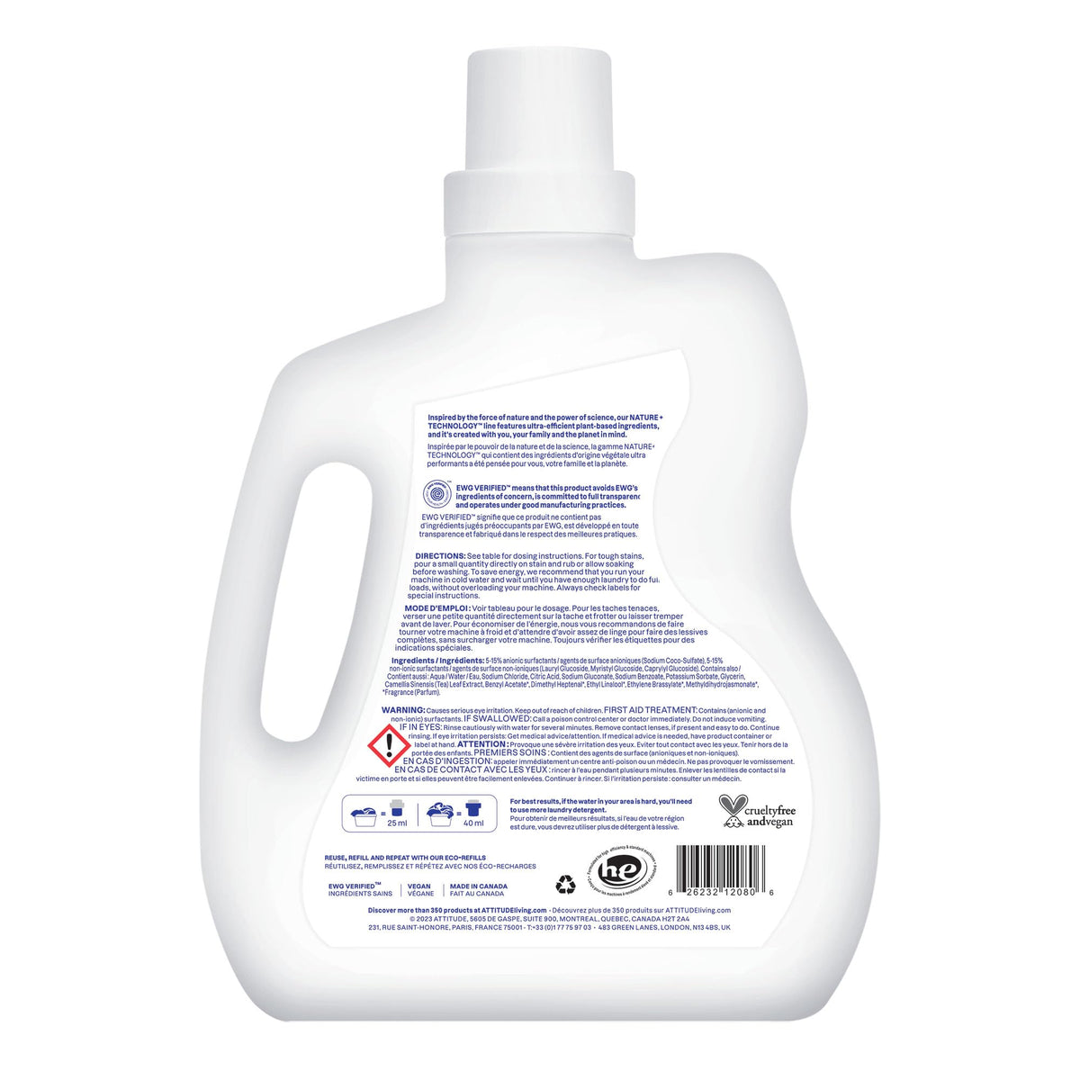 ATTITUDE 2X Concentrated Laundry Detergent, Wildflowers, 80 Loads