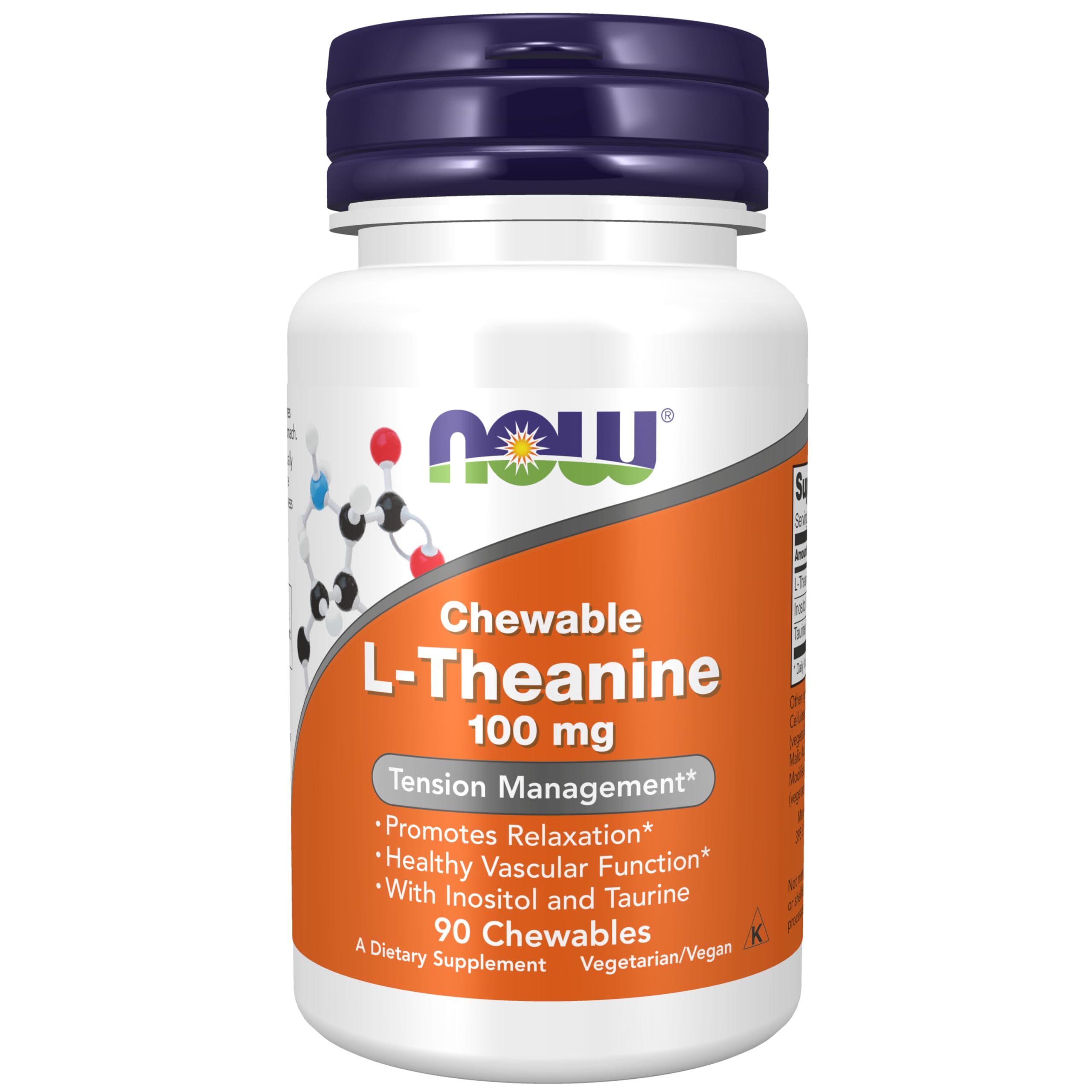 Buy now NOW Supplements, L-Theanine 100 mg with Inositol and Taurine, Tension Management*, 90 Chewables at indiglob india