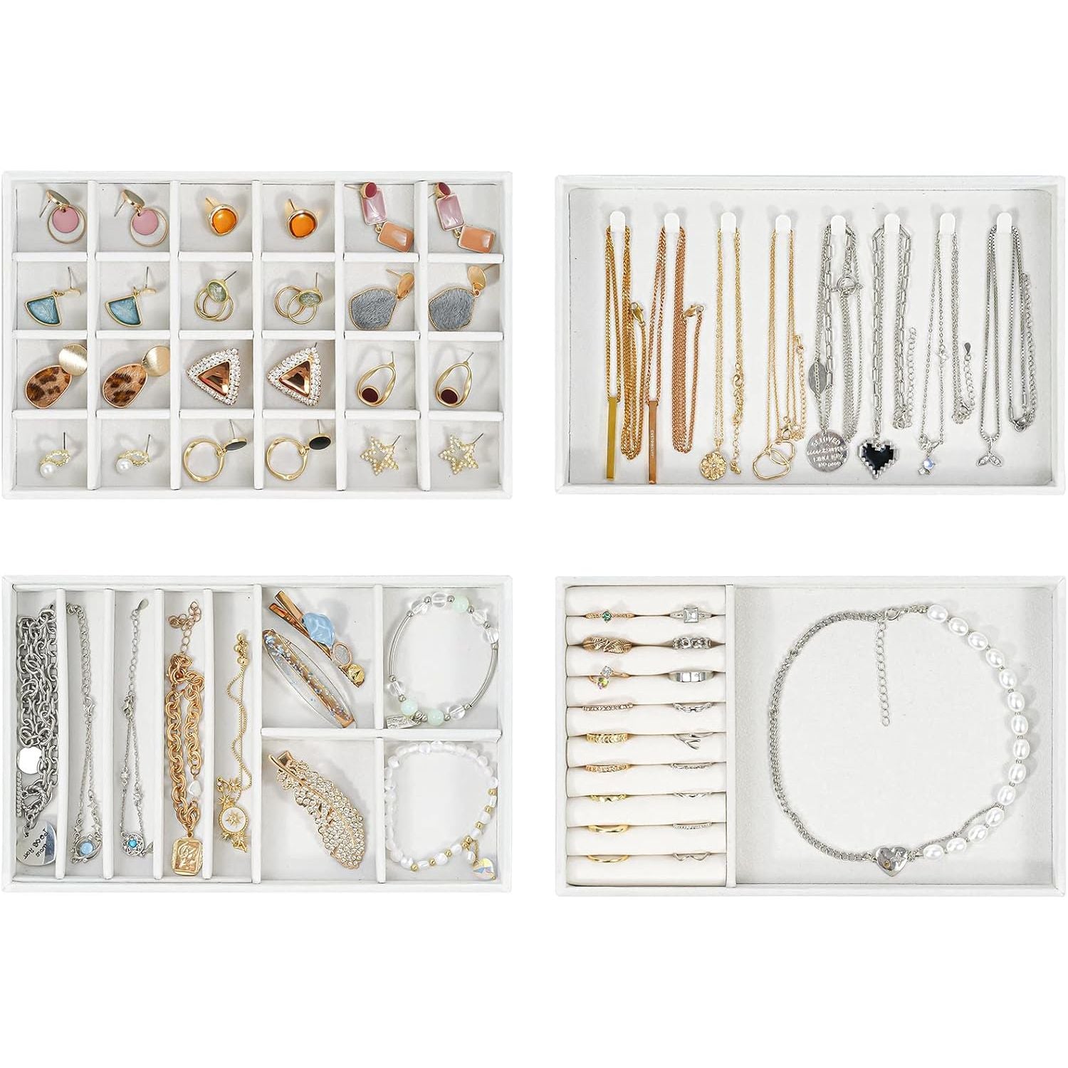 Buy now ProCase Stackable Jewelry Organizer Trays for Drawers, Jewelry Drawer Inserts Container Display Case Storage for Earring Necklace Rings Bracelet with Removable Dividers -Grey, 4 Layers 4 Layers Warmwhite at indiglob india