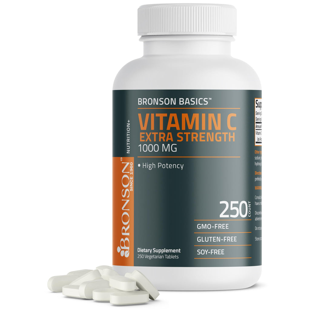 Bronson Vitamin C 1000 mg as Ascorbic Acid, 100 Vegetarian Tablets | Extra Strength Formula, Supports a Healthy Immune System, Non-GMO, Gluten-Free & Soy-Free