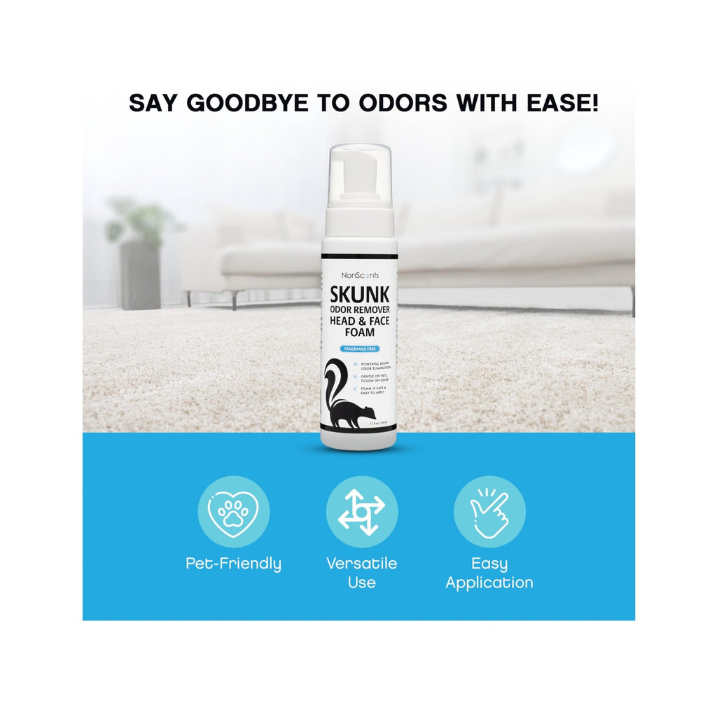 NonScents Skunk Odor Remover Head & Face Foam - Skunk Odor from Pets