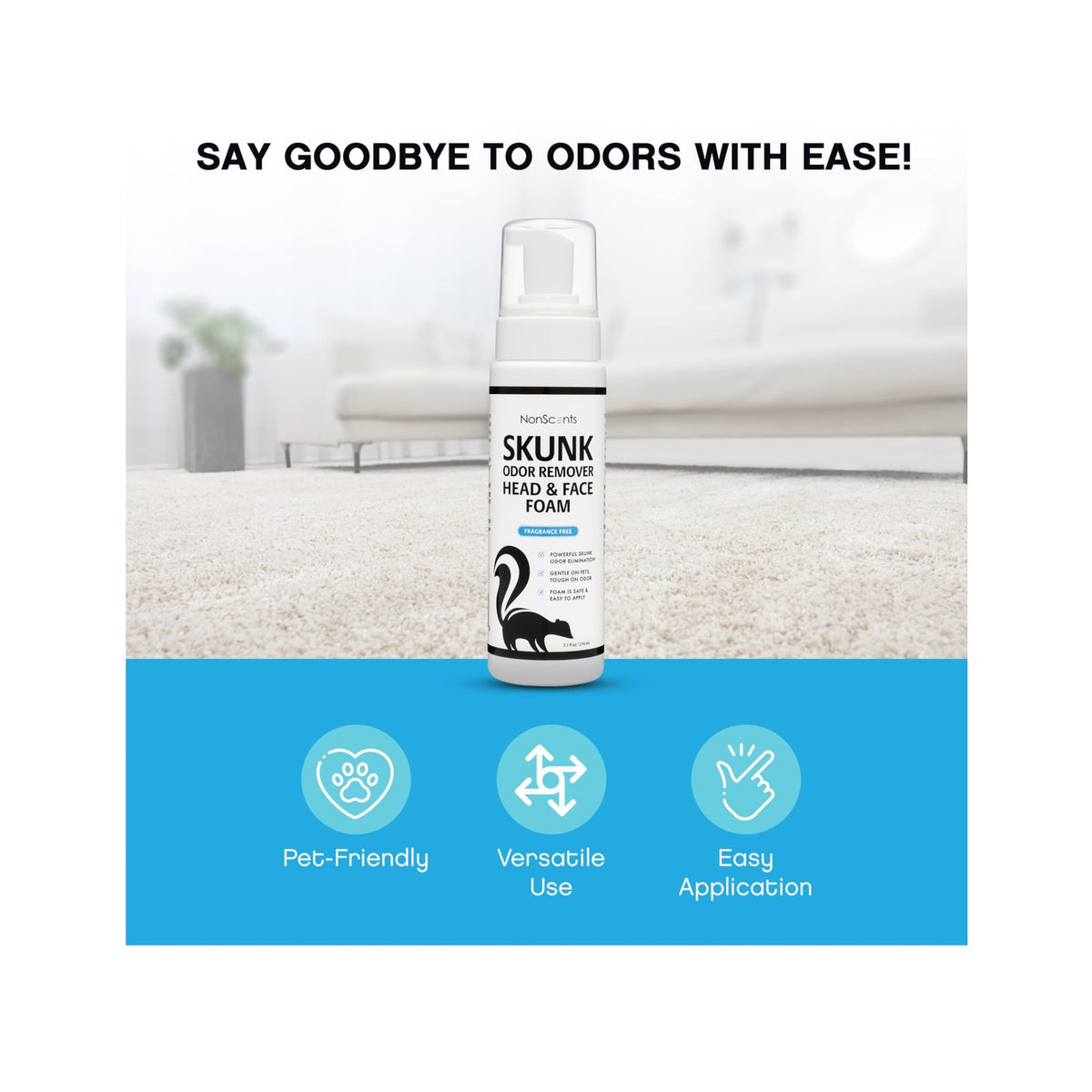 NonScents Skunk Odor Remover Head & Face Foam - Skunk Odor from Pets