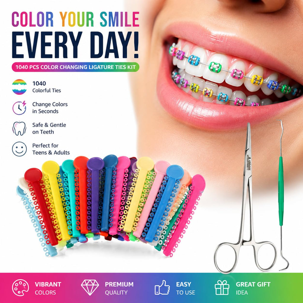Ligas para Brackets Ortodoncia Dental braces color changing kit orthodontic Dental Ligature Ties for Brackets Change Braces Color Easily DIY Braces Color Kit 1040pcs