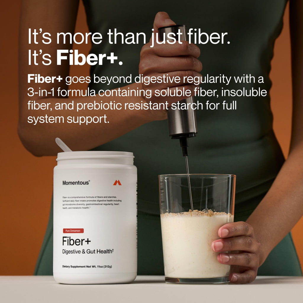 Momentous Fiber+, Psyllium Husk Powder, Multi-Source Blend, Pure Cinnamon | Supports Digestion, Nutrient Absorption, & Gut Health, NSF Certified for Sport, Non-GMO & Gluten-Free (30 Servings)