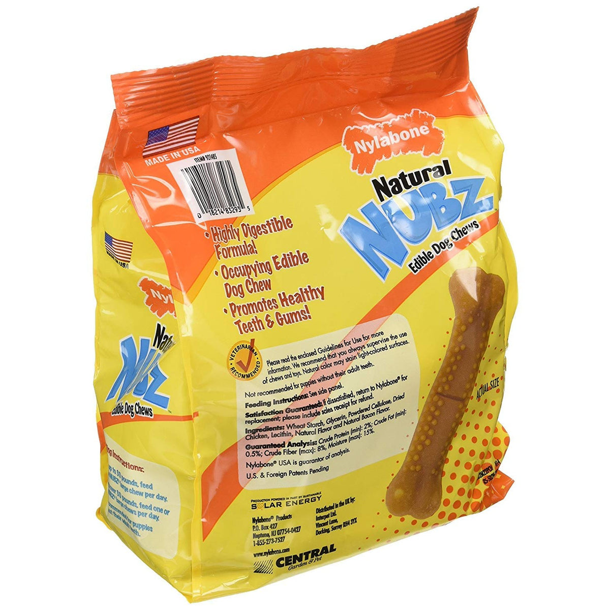 (pack of 2) Nylabone Natural Nubz Edible Dog Chews 22ct. (2.6lb/bag) -Total 5.2lb (Limited Edition)
