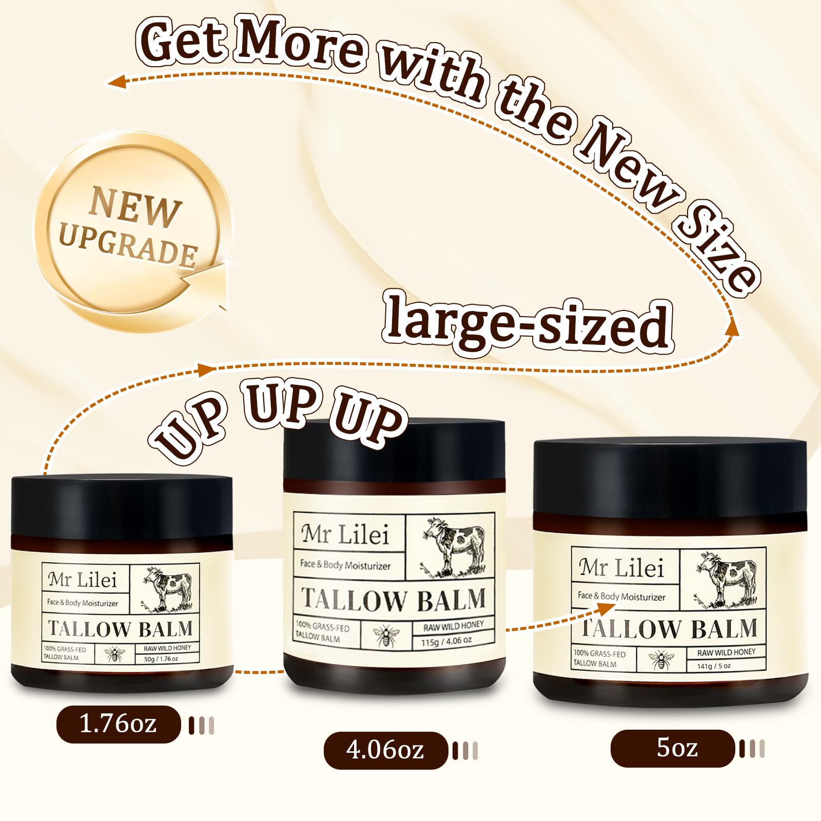 Beef Tallow for Skin - 100% Grass Fed Whipped Tallow and Honey Balm - Unscented, Non-Greasy Daily Face Moisturizer & Body Butter for Dry Sensitive Skin (5oz)