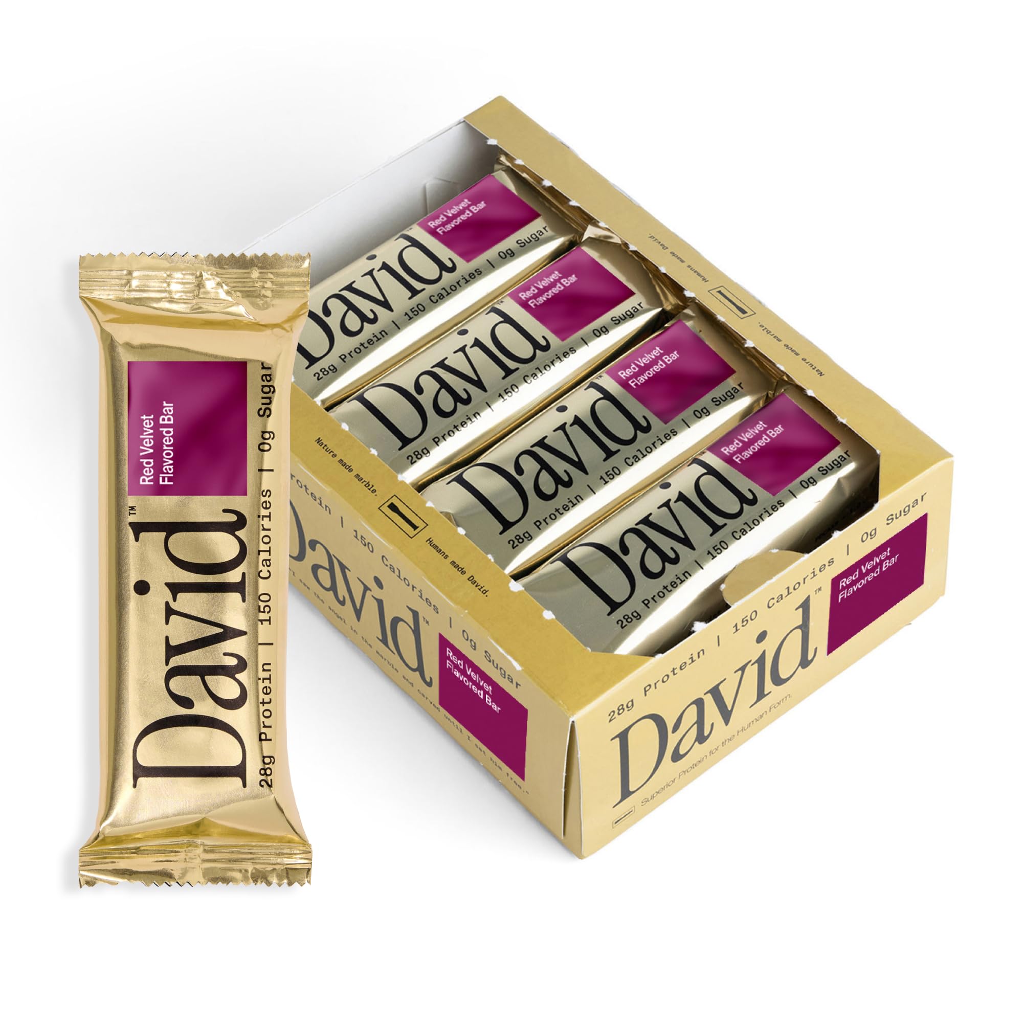 Buy now David High Protein Bars - 0g of Sugar, Low Carb, Gluten Free - 28g of Protein, 150 Calories - On-The-Go Snack - Chocolate Chip Cookie Dough Flavor, Pack of 12 Red Velvet 1 Count (Pack of 12) at indiglob india