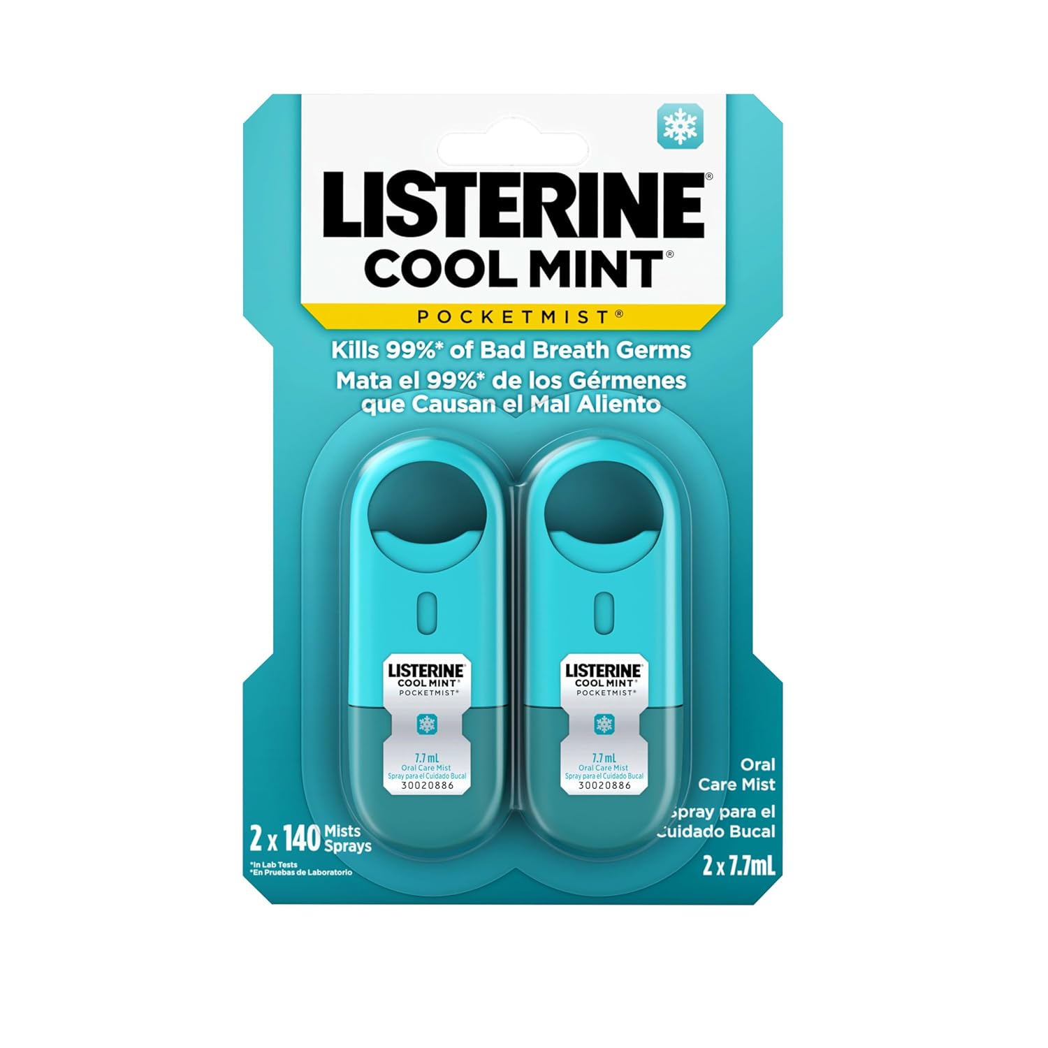 Buy now Listerine Cool Mint Pocketmist, Oral Care Mist for Fresh Breath, Non-Aerosol Sugar-Free Bad Breath Refresher Spray to Kill 99% of Bad Breath Germs, Portable, Cool Mint Flavor, 1 Pack of 2 Sprays at indiglob india