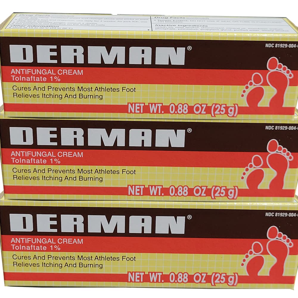 Derman Antifungal Cream for the Treatment of Athlete's Foot (3 Pack (0.88 Ounce))