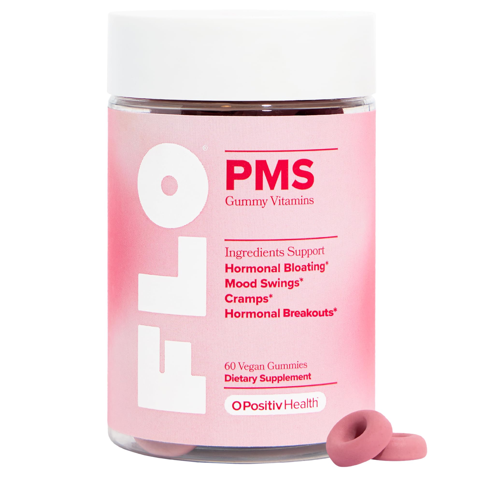 FLO PMS Gummies for Breakouts, Bloating, Cramps, & Mood – 30-Day Supply