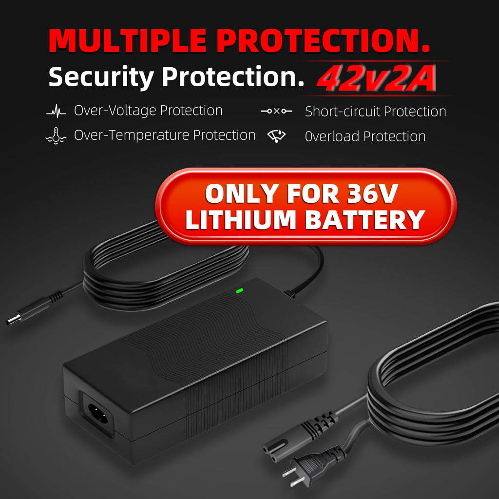 UL Listed 42V 2A Replacement Electric Scooter Charger for 36V with 4 Plugs, Compatible with Scooter Power Adapter
