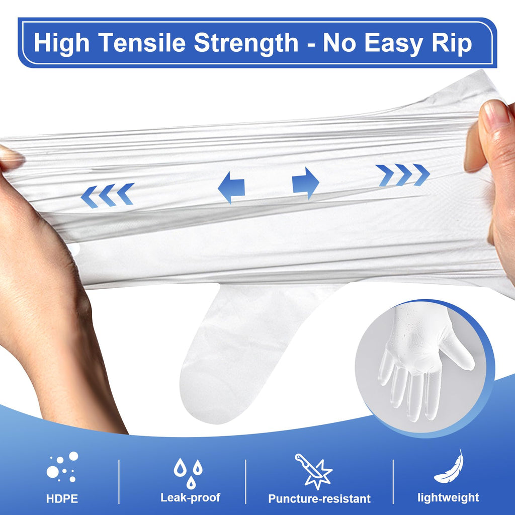 500 Pcs Disposable Food Service Gloves - Premium Plastic Food Prep Gloves for Multiple Use - BPA/Latex Free - Food Grade and Tear-Resistant - One Size Fits Most