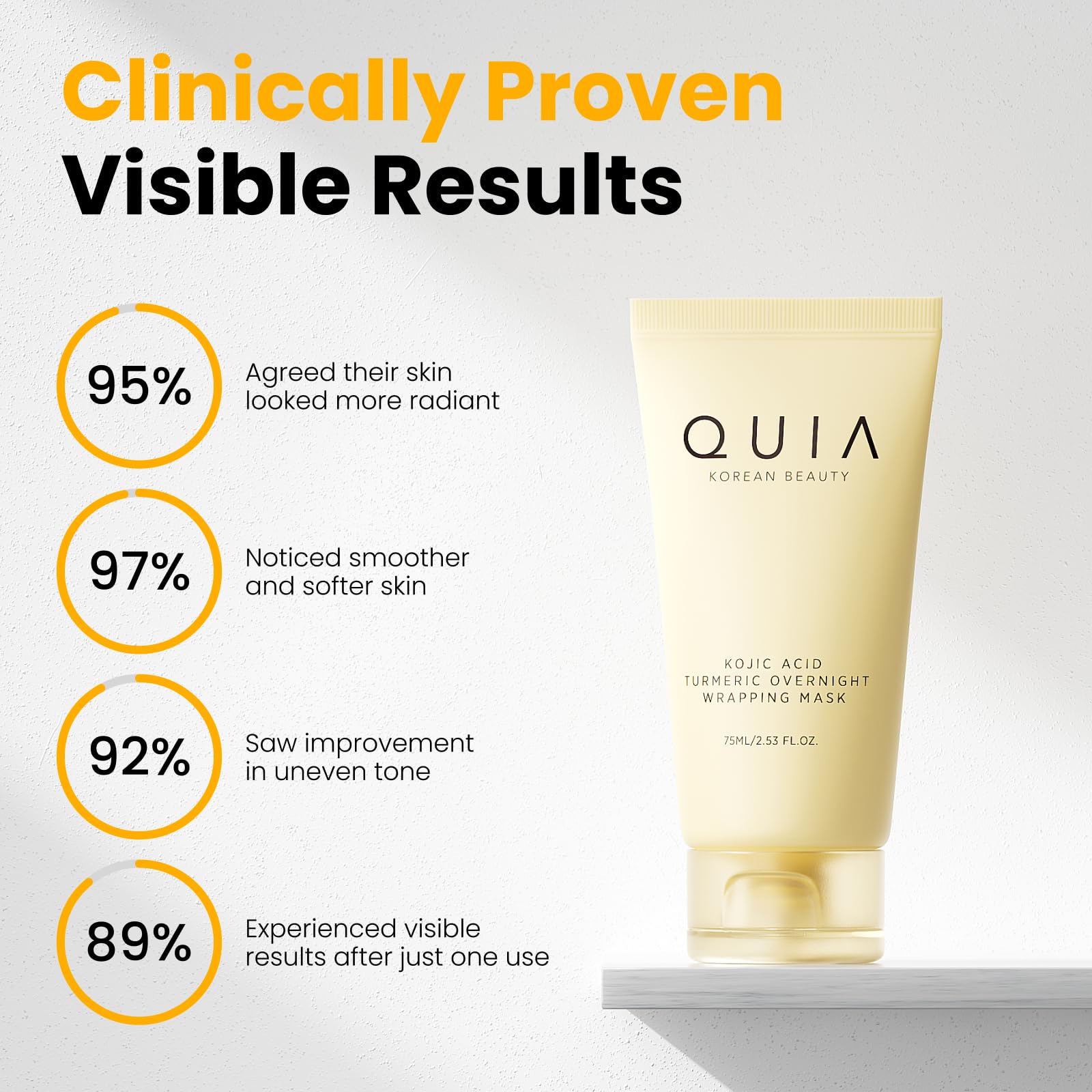QUIA Turmeric + Kojic Acid Overnight Wrapping Mask – Hydration Mask for Glowing Skin – Evens Tone, Soothes Redness and Improves Skin Texture – Korean Skincare 75ML