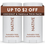 Native Deodorant Contains Naturally Derived Ingredients, 72 Hour Odor Control, Deodorant for Women and Men, Aluminum Free, Coconut & Vanilla 2.3 oz (Pack of 2)