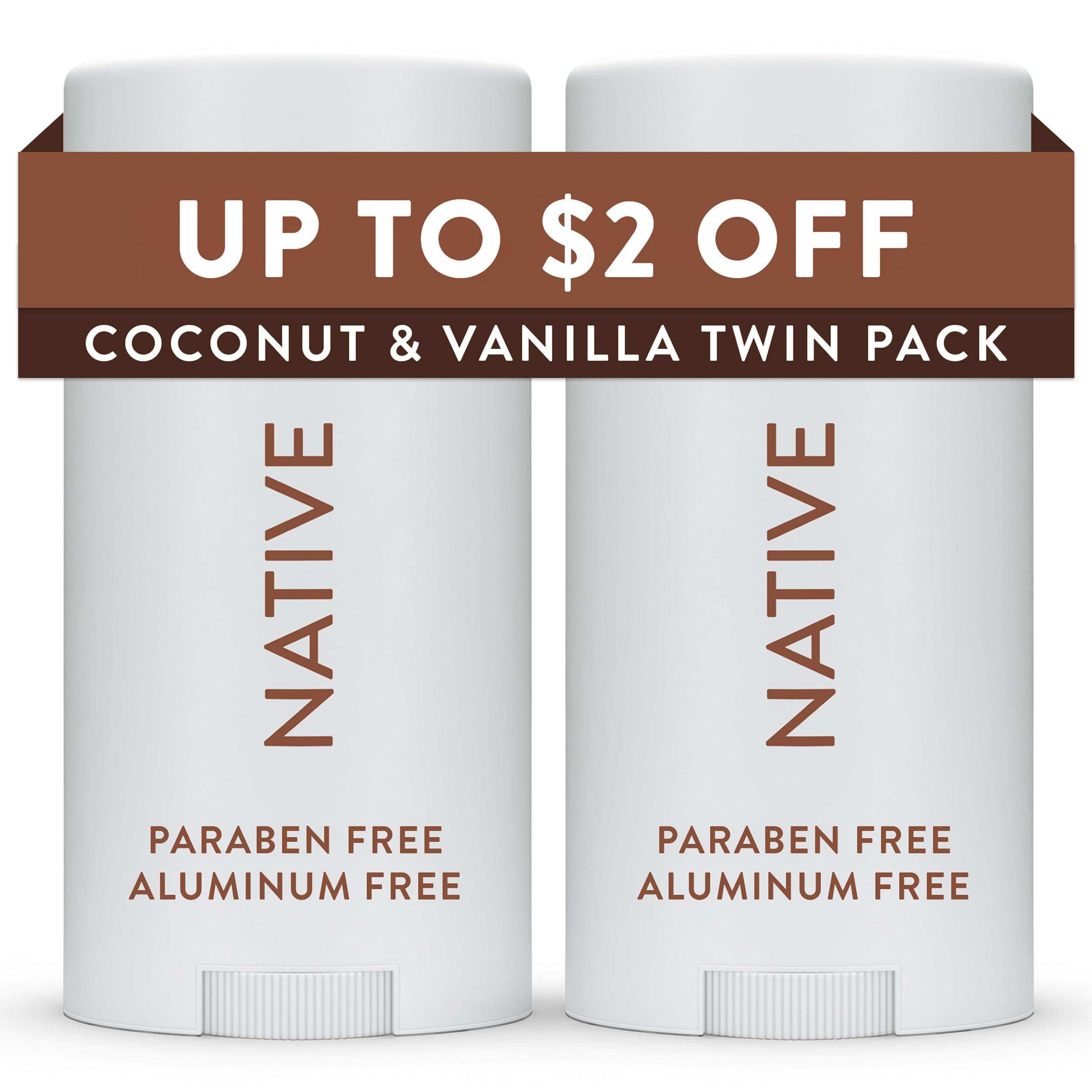 Native Deodorant Contains Naturally Derived Ingredients, 72 Hour Odor Control, Deodorant for Women and Men, Aluminum Free, Coconut & Vanilla 2.3 oz (Pack of 2)
