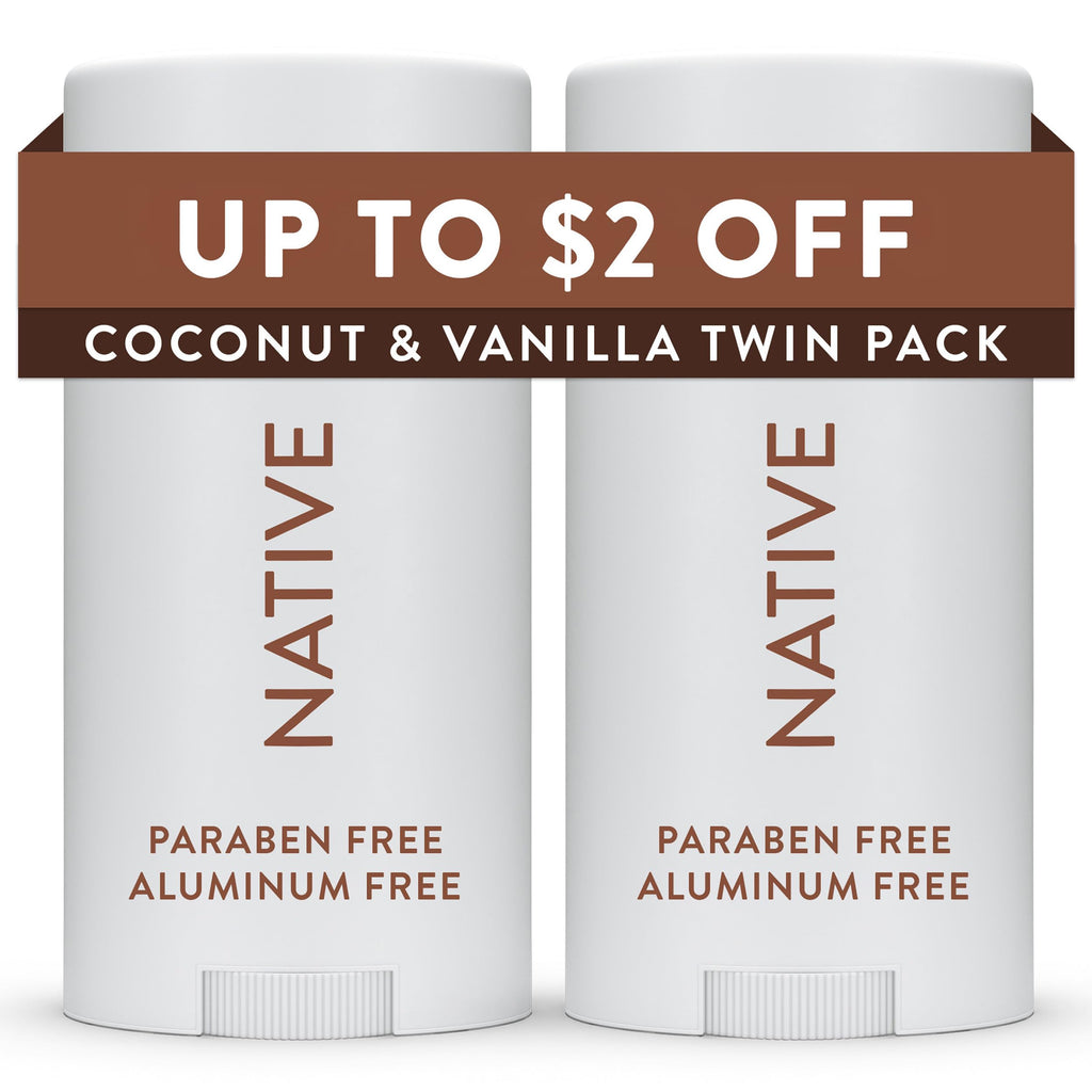 Native Deodorant Contains Naturally Derived Ingredients, 72 Hour Odor Control, Deodorant for Women and Men, Aluminum Free, Coconut & Vanilla 2.3 oz (Pack of 2)