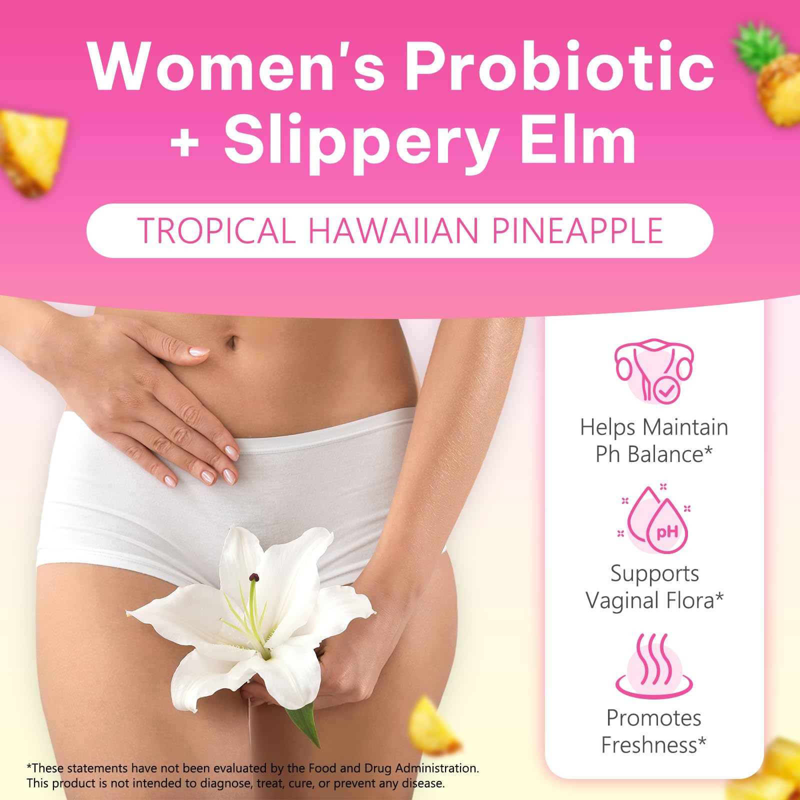 2Pack Feminine Probiotics Gummies,Vaginal Women Probiotic,Feminine Balance pH Gummies for Healthy Odor,Improve Immune,Support Vaginal Health,with Slippery Elm(60 Gummies)