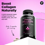 Vital Vitamins Vegan Collagen Booster Supplements, 60 Capsules | Supports Skin, Hair, Nails & Joints, Formulated with 30+ Superfoods, Hyaluronic Acid, Silica & Vitamin A, Non-GMO