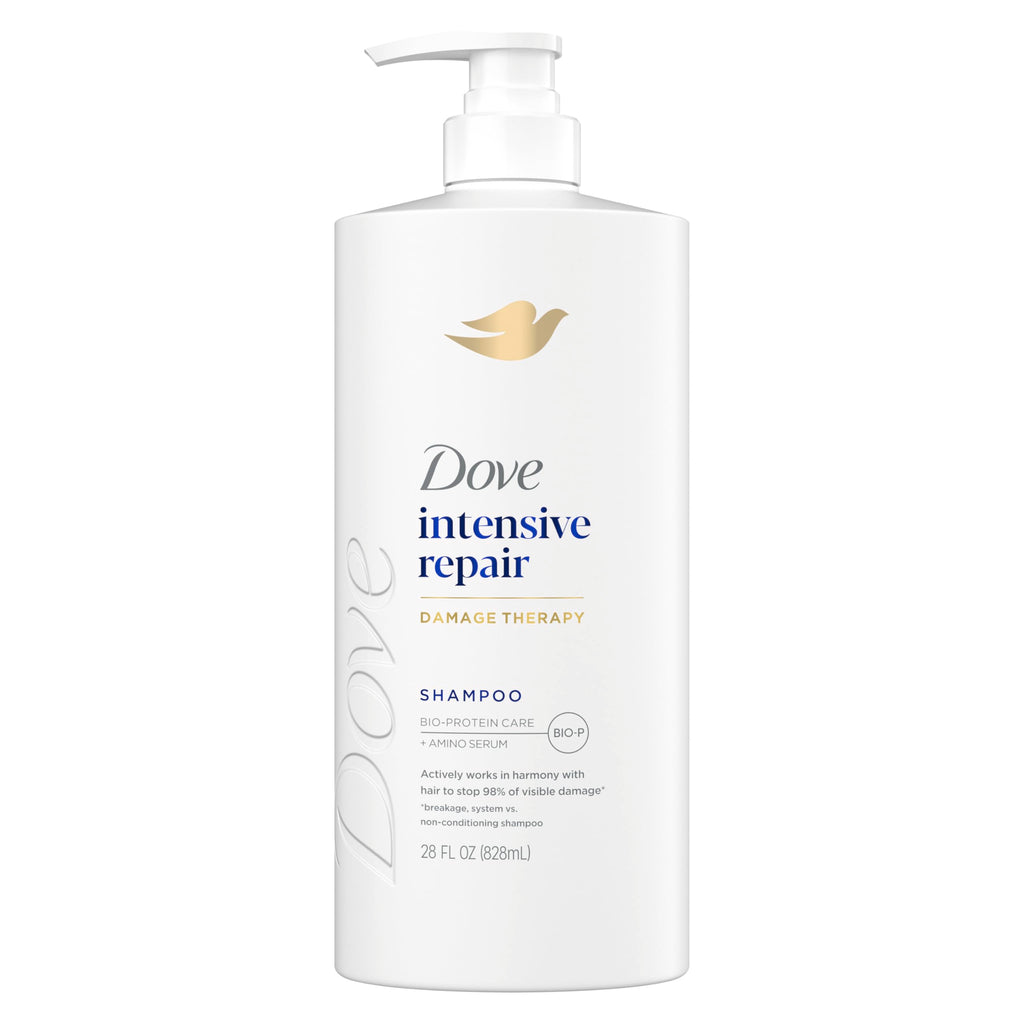 Dove Shampoo 4 Pack Intensive Repair for Damaged Hair with Bio-Protein Care Technology and Amino Serum 28 Fl Oz